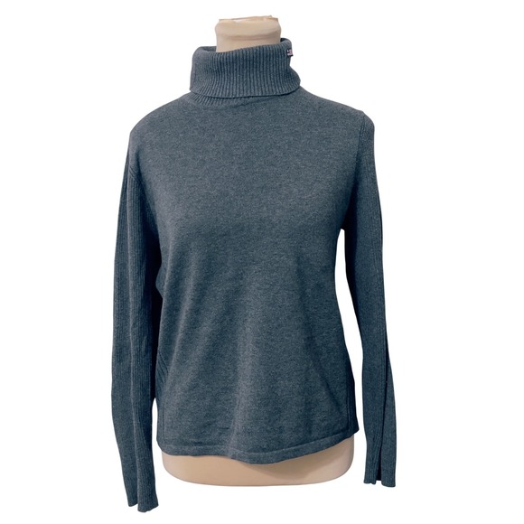 Polo Jeans Co. Ralph Lauren Sweaters - Polo Jeans Co Ralph Lauren Women Gray Turtleneck Sweater Large Flag Logo Preppy